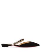 Matchesfashion.com Christian Louboutin - Planet Choc Spiked-strap Suede Backless Loafers - Womens - Black