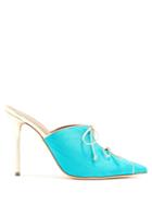 Malone Souliers Victoria Moire Double-bow High-heel Mules