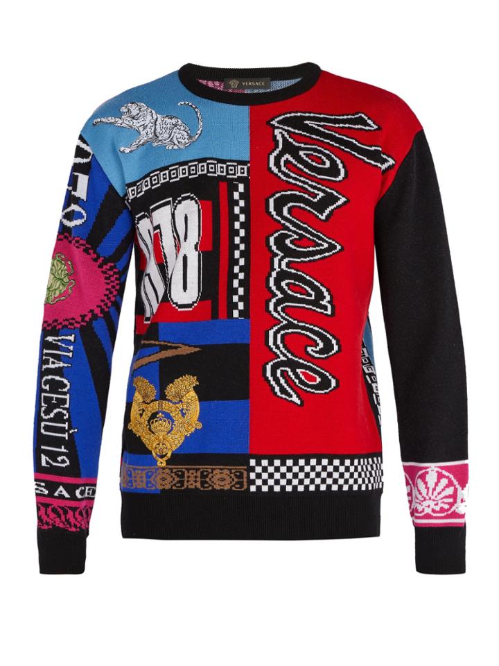 Versace Patchwork Wool Sweater