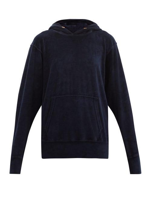 Matchesfashion.com Les Tien - Cotton-blend Velour Hooded Sweatshirt - Womens - Navy
