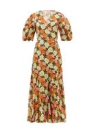 Matchesfashion.com Rhode - Fiona Floral-print Cotton Wrap Dress - Womens - Brown Print