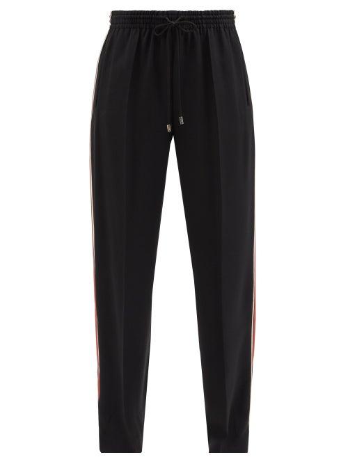 Chlo - Side-stripe Crepe Wide-leg Trousers - Womens - Black