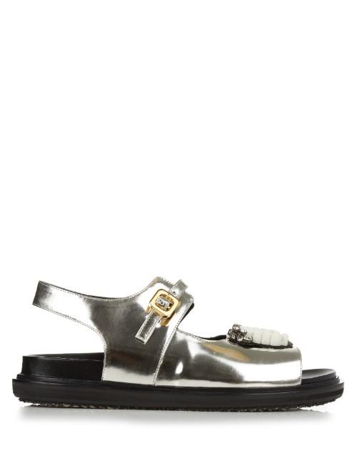 Marni Fussbett Embellished Leather Sandals