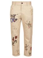 Burberry Doodle-print Slim-leg Cotton Cropped Trousers