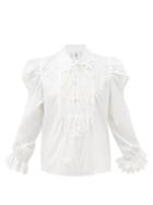 Horror Vacui - Pernille Smocked Cotton-poplin Blouse - Womens - White