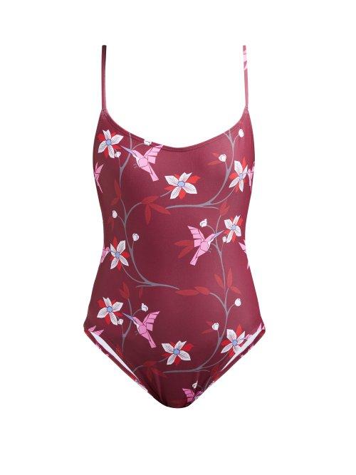 Matchesfashion.com Thorsun - Billy Tropical Floral Print Swimsuit - Womens - Burgundy Multi