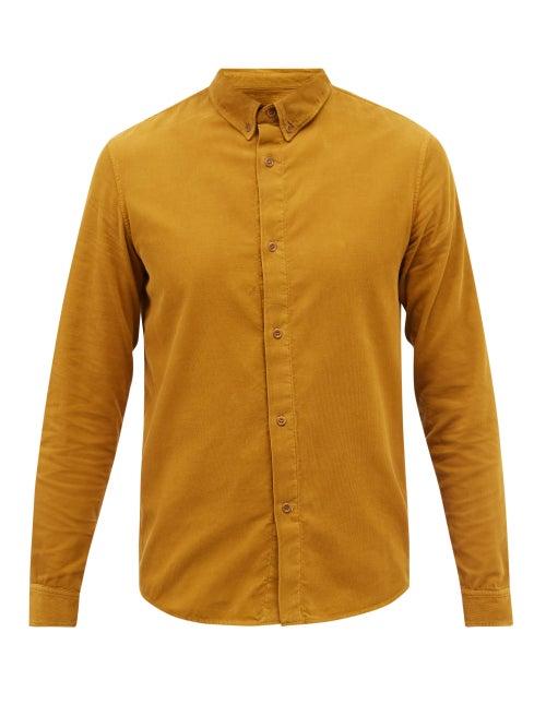 A.p.c. - Buttondown-collar Cotton-needlecord Shirt - Mens - Dark Beige