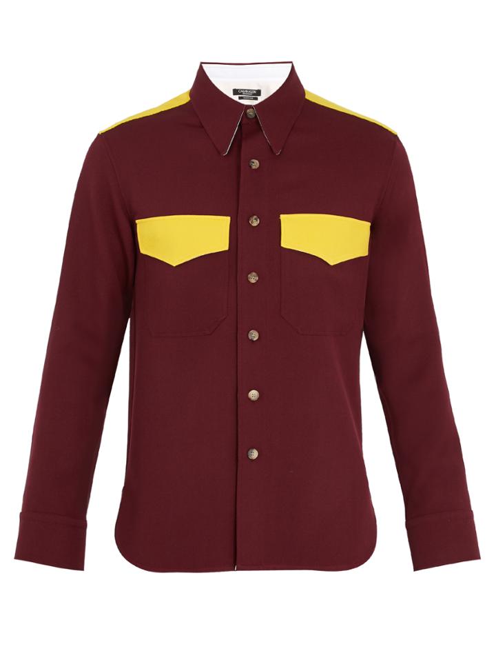 Calvin Klein 205w39nyc Bi-colour Wool-twill Shirt