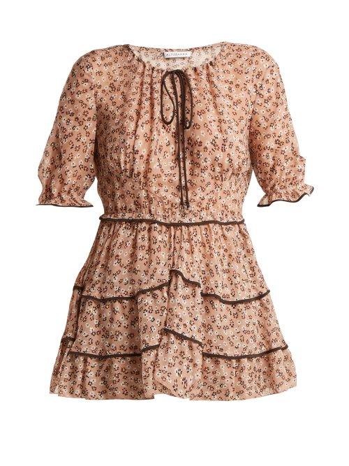 Matchesfashion.com Altuzarra - Kona Floral Print Silk Blend Blouse - Womens - Beige Print