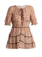 Matchesfashion.com Altuzarra - Kona Floral Print Silk Blend Blouse - Womens - Beige Print