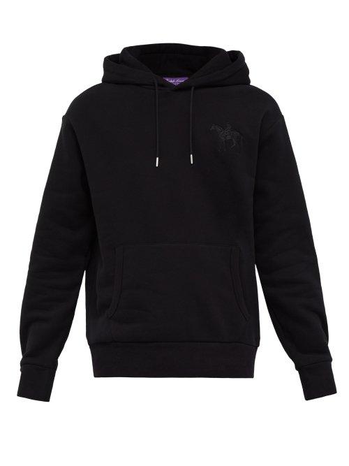 Matchesfashion.com Ralph Lauren Purple Label - Logo Embroidered Hooded Cotton Blend Sweatshirt - Mens - Black