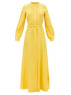 Gabriela Hearst - Massey Belted Aloe-linen Voile Maxi Dress - Womens - Yellow