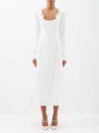 Giambattista Valli - Floral-embroidered Crepe Midi Dress - Womens - Ivory