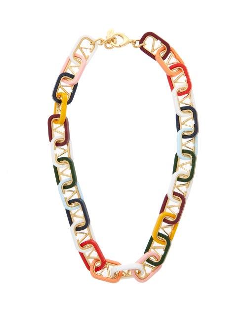 Matchesfashion.com Valentino Garavani - Interlocked-monogram Necklace - Womens - Multi