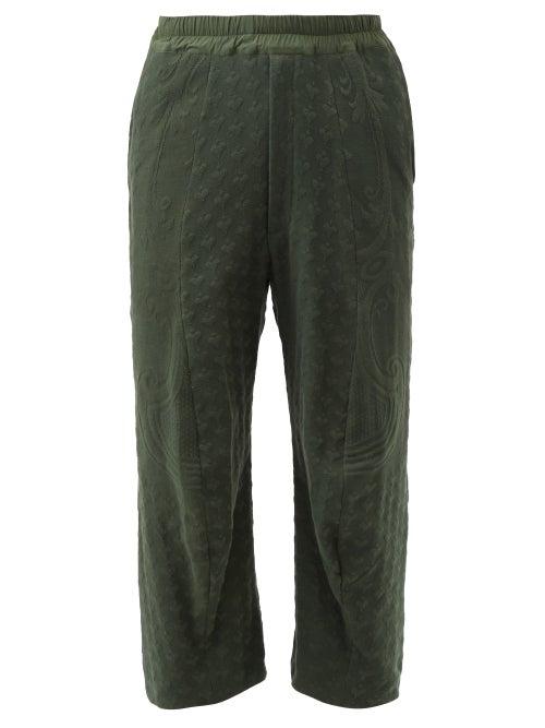By Walid - Ross Heart-jacquard Cotton Cropped Trousers - Mens - Green
