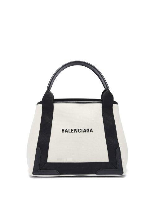 Matchesfashion.com Balenciaga - Cabas S Logo-print Leather-trim Canvas Tote Bag - Womens - Black Multi