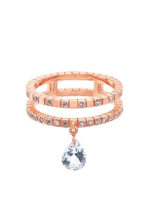 Matchesfashion.com Diane Kordas - Diamond, Topaz & Rose Gold Cosmos Ring - Womens - Blue