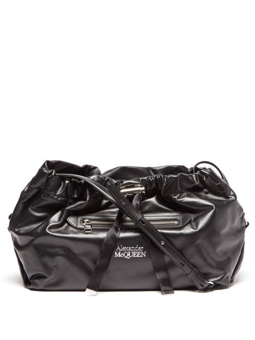 Alexander Mcqueen - The Bundle Medium Logo-embossed Leather Bag - Womens - Black