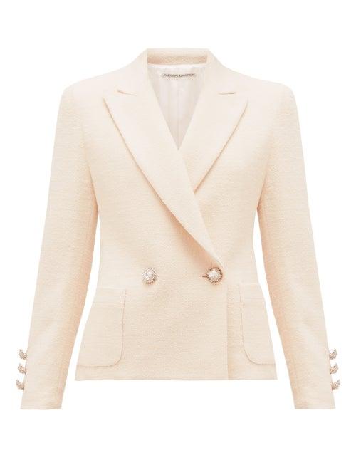 Matchesfashion.com Alessandra Rich - Double-breasted Wool-blend Tweed Jacket - Womens - Ivory