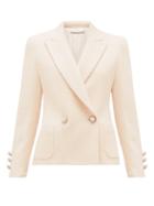 Matchesfashion.com Alessandra Rich - Double-breasted Wool-blend Tweed Jacket - Womens - Ivory
