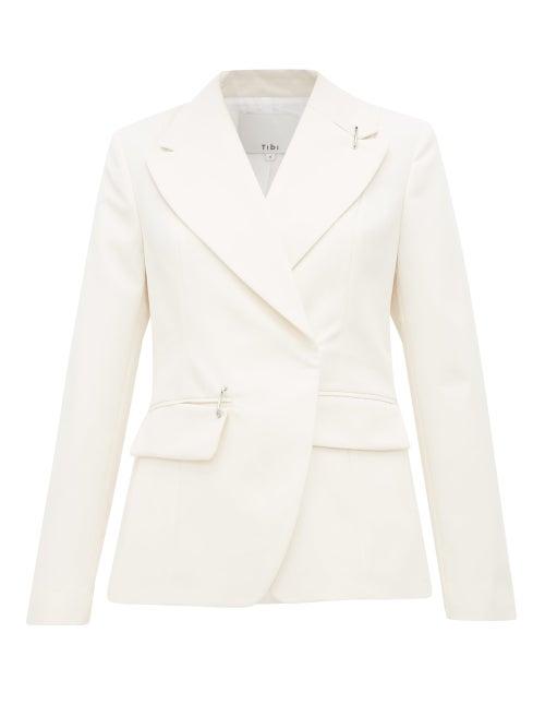 Matchesfashion.com Tibi - Single Breasted Crepe Jacket - Womens - Ivory