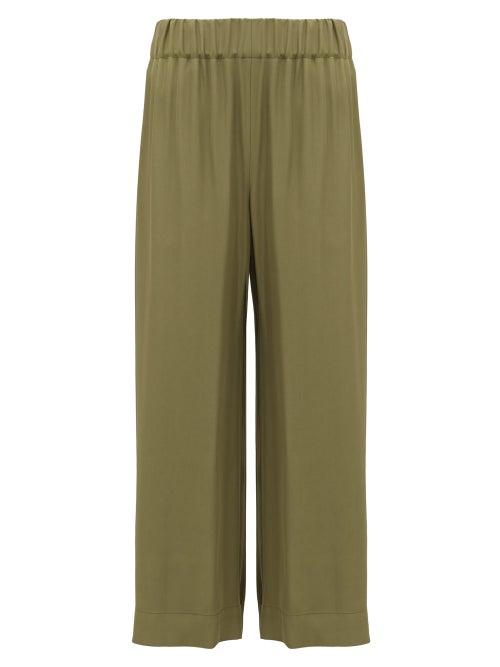 Matchesfashion.com Raey - Cropped Elasticated-waist Twill Trousers - Womens - Khaki