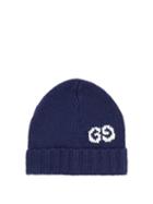 Matchesfashion.com Gucci - Gg Jacquard-logo Wool Beanie Hat - Mens - Blue