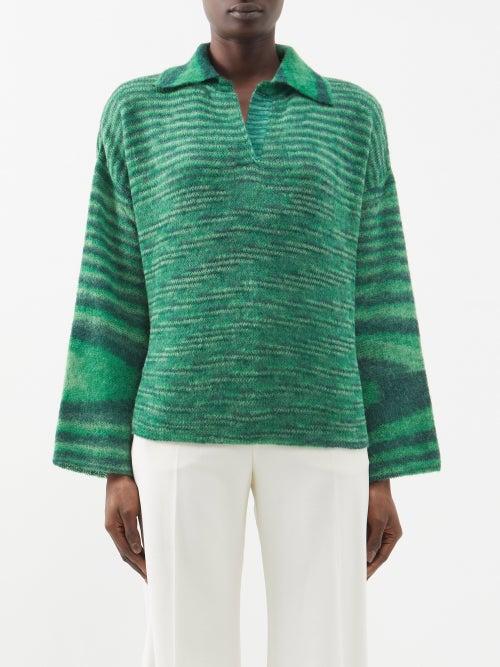 Missoni - Open-collar Space Dye-knit Sweater - Womens - Green