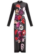 Matchesfashion.com Marni - Floral-print Technical Jersey Maxi Dress - Womens - Black White