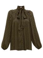 Matchesfashion.com No. 21 - Polka Dot Print Pussybow Blouse - Womens - Black Yellow