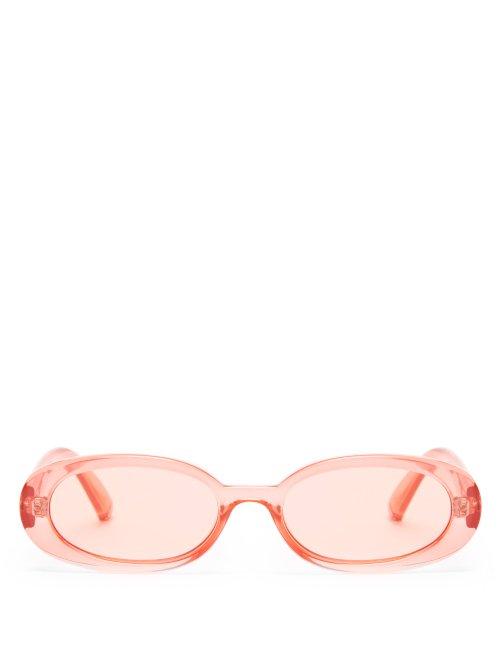 Matchesfashion.com Le Specs - Outta Love Oval Frame Acetate Sunglasses - Womens - Coral