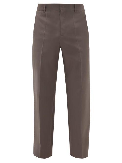 Matchesfashion.com Deveaux - Tailored Satin-back Sharkskin Suit Trousers - Mens - Grey