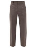 Matchesfashion.com Deveaux - Tailored Satin-back Sharkskin Suit Trousers - Mens - Grey
