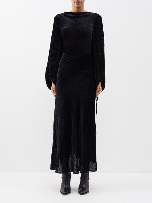 Petar Petrov - Avito Open-back Corduroy Maxi Dress - Womens - Black