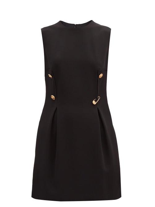 Matchesfashion.com Versace - Safety-pin Box-pleated Crepe Mini Dress - Womens - Black