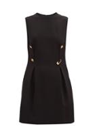 Matchesfashion.com Versace - Safety-pin Box-pleated Crepe Mini Dress - Womens - Black