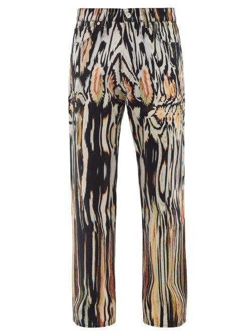 Matchesfashion.com Our Legacy - Third Cut Hanabi-print Straight-leg Jeans - Mens - Black Yellow