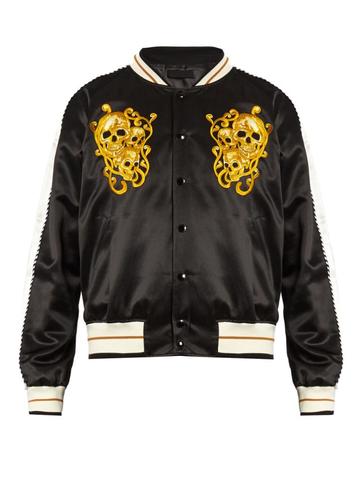 Alexander Mcqueen Skull-embroidered Bomber Jacket