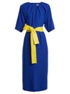 Matchesfashion.com Maison Margiela - Ruched Neck Crepe Dress - Womens - Blue
