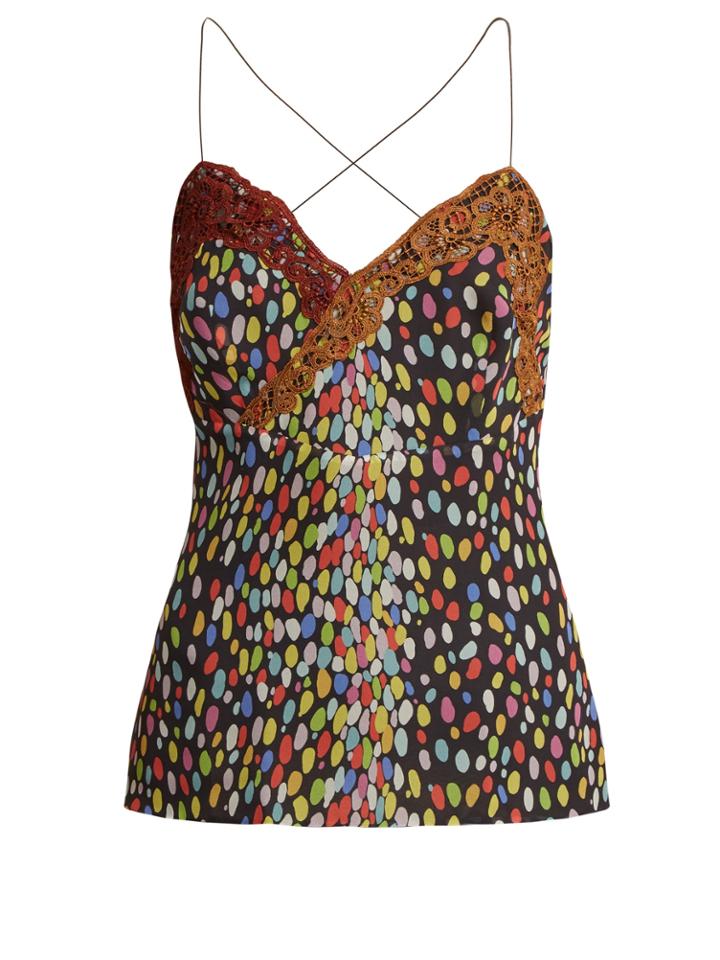 Marco De Vincenzo Multicoloured Leopard-print Silk Cami Top