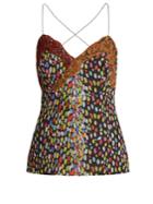 Marco De Vincenzo Multicoloured Leopard-print Silk Cami Top