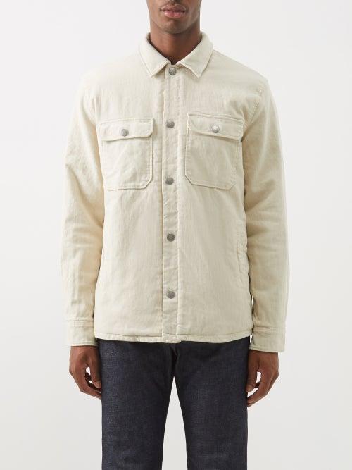 A.p.c. - Alex Patch-pocket Padded Cotton-corduroy Overshirt - Mens - Cream