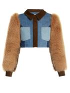 Sonia Rykiel Fur And Suede-panel Cropped Denim Jacket
