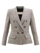 Alexandre Vauthier - Double-breasted Checked Wool-blend Jacket - Womens - Grey Multi