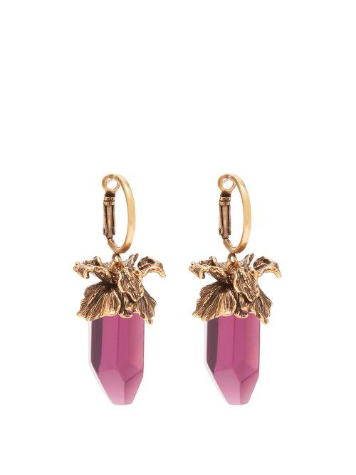 Matchesfashion.com Alexander Mcqueen - Quartz Drop Earrings - Womens - Purple
