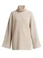 Matchesfashion.com Raey - Wide Sleeve Ribbed Roll Neck Wool Sweater - Womens - Grey