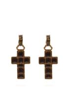 Matchesfashion.com Gucci - Cross Drop Earrings - Womens - Black