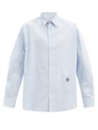 Matchesfashion.com Loewe - Anagram-embroidered Cotton Shirt - Mens - Light Blue
