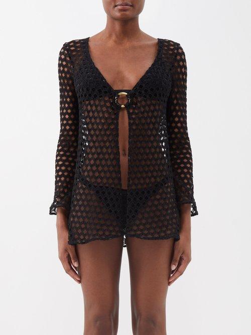 Sara Cristina - Nerea Crochet-lace Cover-up - Womens - Black