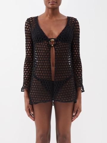 Sara Cristina - Nerea Crochet-lace Cover-up - Womens - Black